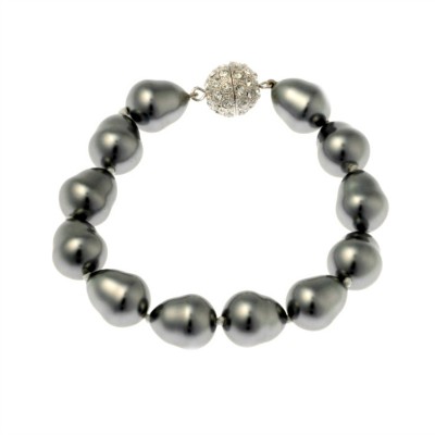 Piper Bridal Bracelet: Pearl & Sparkly Ball Clasp - Large Pearl
